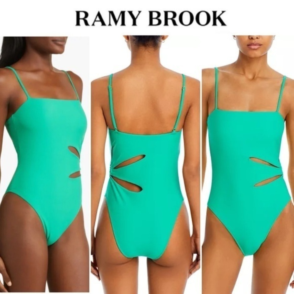 Ramy Brook Sevyn Cutout One-Piece Swimsuit Palm Green sz M NWT